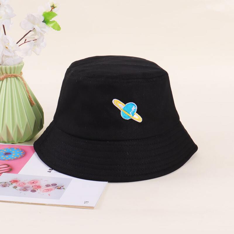 

Planet Embroidered Bucket Hat, Black