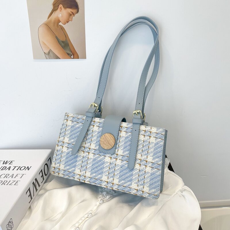 

Tweed Shoulder Bag, Baby blue