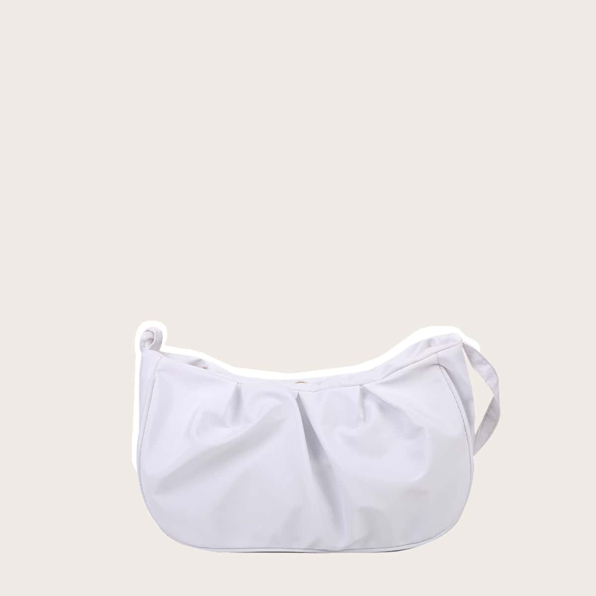 

Ruched Shoulder Bag, White