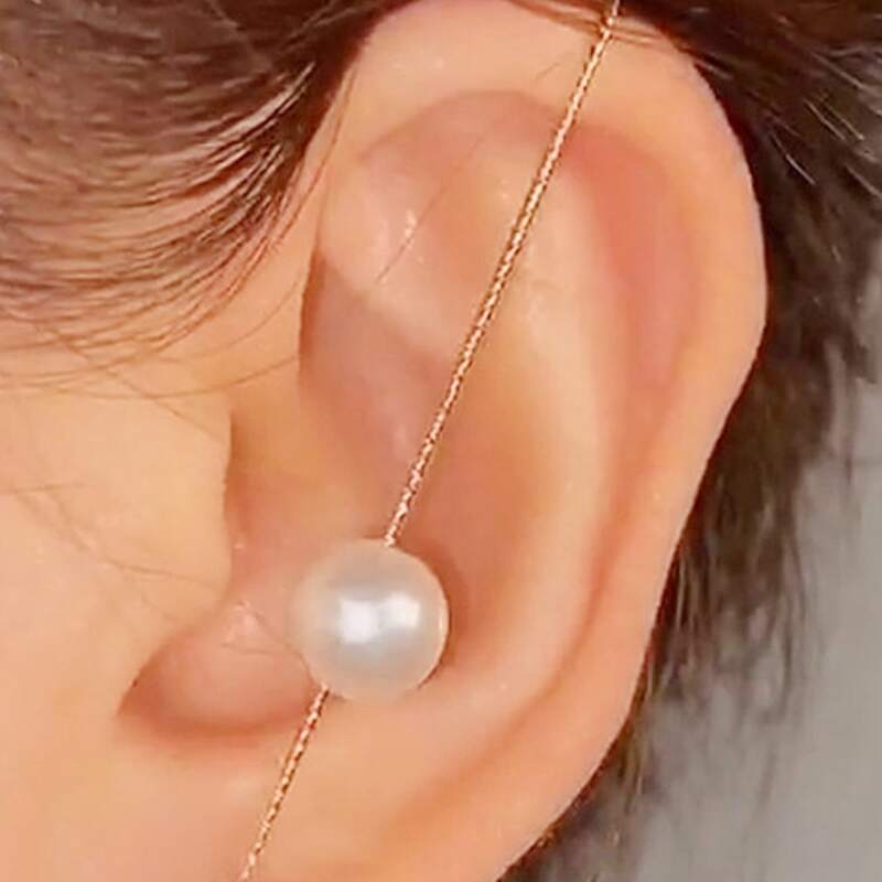 

1pc Faux Pearl Decor Ear Cuff, Gold