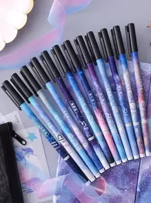 12 piezas Pluma de gel con patrón de galaxia - Multicolor - Ver 1