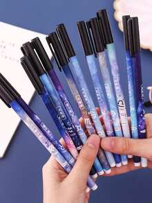 12 piezas Pluma de gel con patrón de galaxia - Multicolor - Ver 2