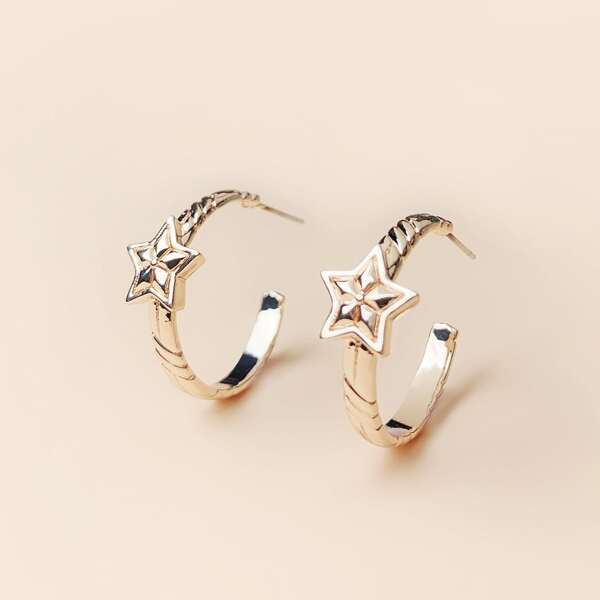 

Alloy Open Hoop Earrings, Gold