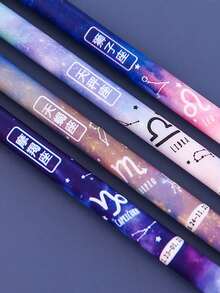 12 piezas Pluma de gel con patrón de galaxia - Multicolor - Ver 5