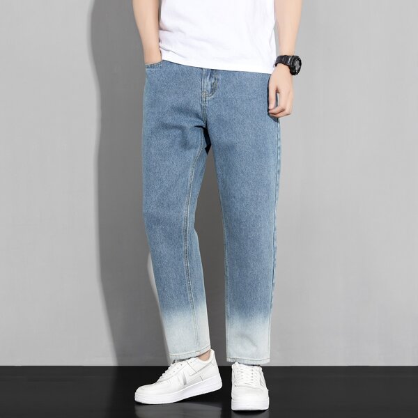 

Men Ombre Straight Leg Jeans, Medium wash