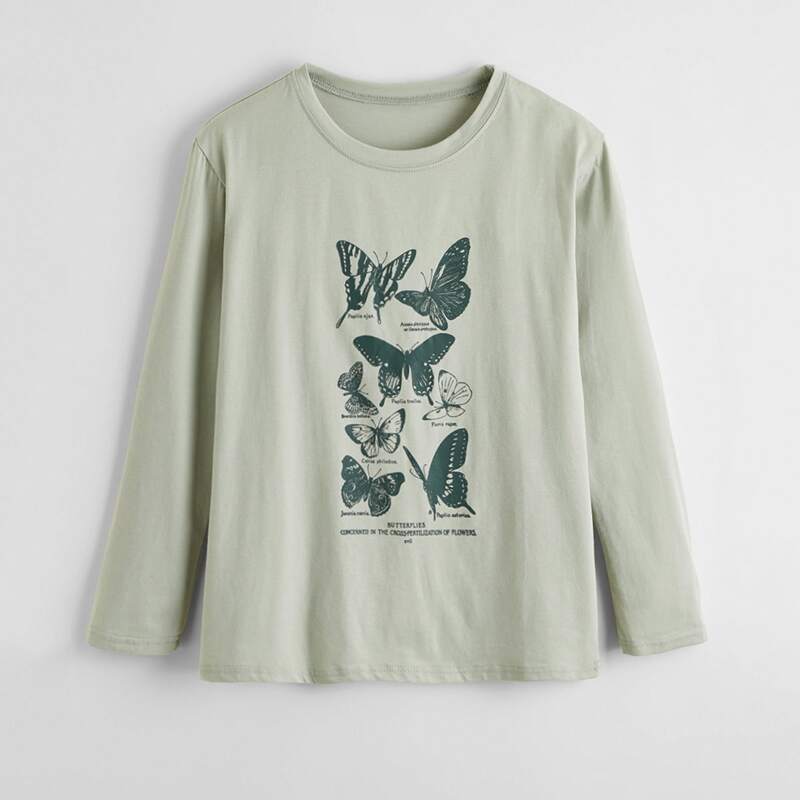 

Letter Butterfly Graphic Tee, Mint green