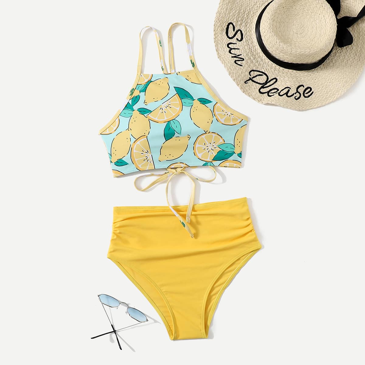 

Fruit Print Bikini Swimsuit, Yellow