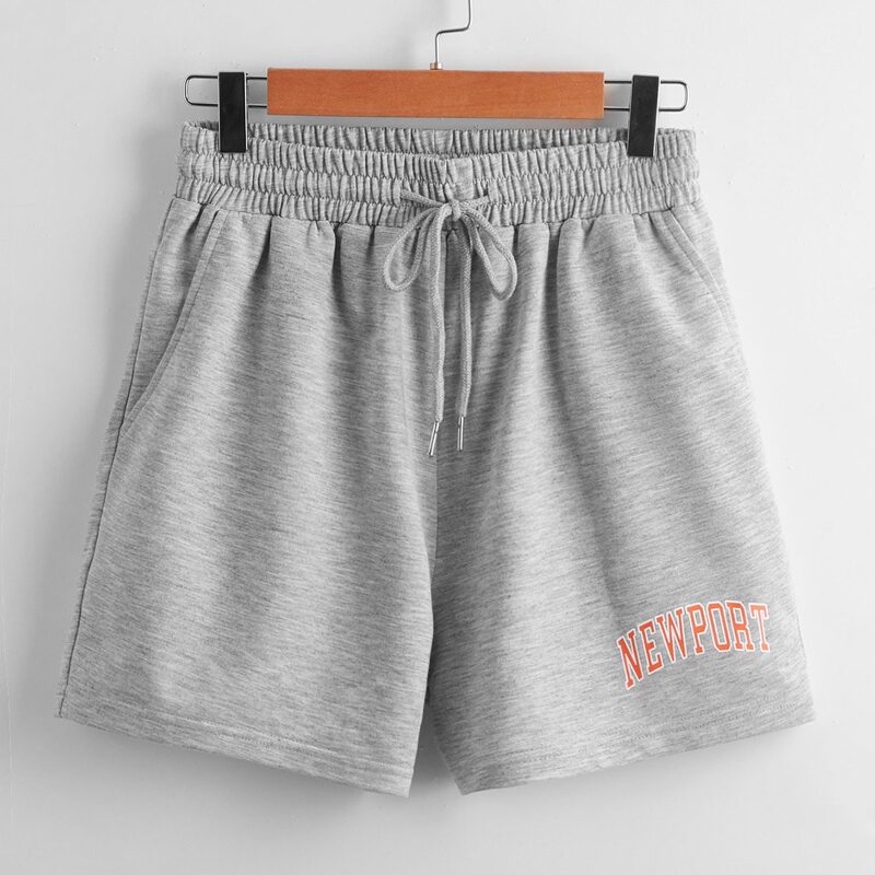 

Letter Drawstring Shorts, Light grey