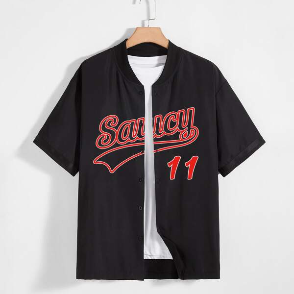 

Guys Letter Graphic Shirt, Black