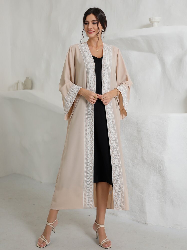 Áo khoác Tương phản ren Khối Màu Khiêm tốn - Màu be - Xem 4