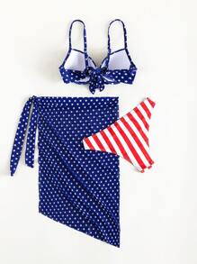 Bộ 3 Bikini Push Up In Cờ Mỹ - Xanh và trắng - Xem 2