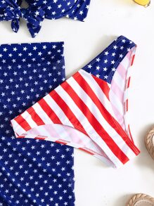 Bộ 3 Bikini Push Up In Cờ Mỹ - Xanh và trắng - Xem 3
