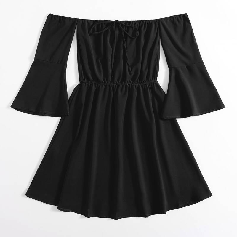 

Off The Shoulder Knot Dress, Black