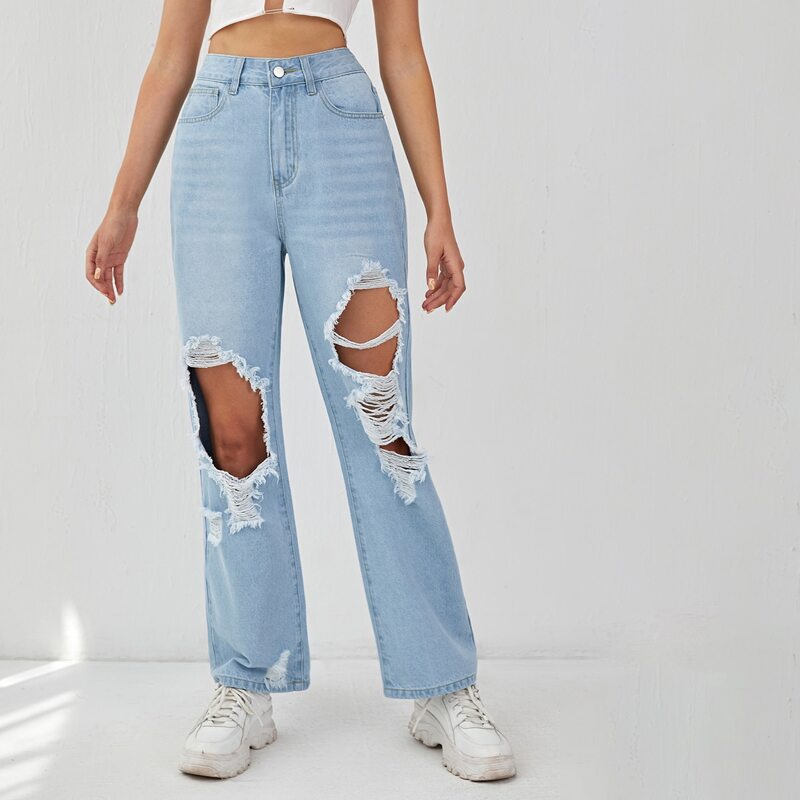 

Ripped Light Washed Jeans, Light wash