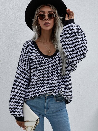 Graphic Pattern Drop Shoulder Sweater