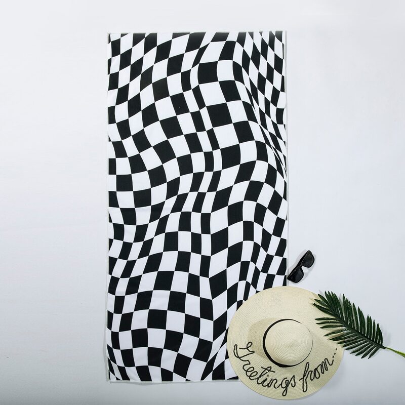 

Plaid Pattern Beach Blanket, Black and white