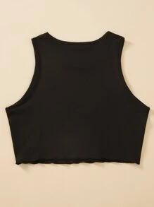 SHEIN Unity Áo hai dây Đồ họa Lá thư Giải trí - màu đen - Xem 2