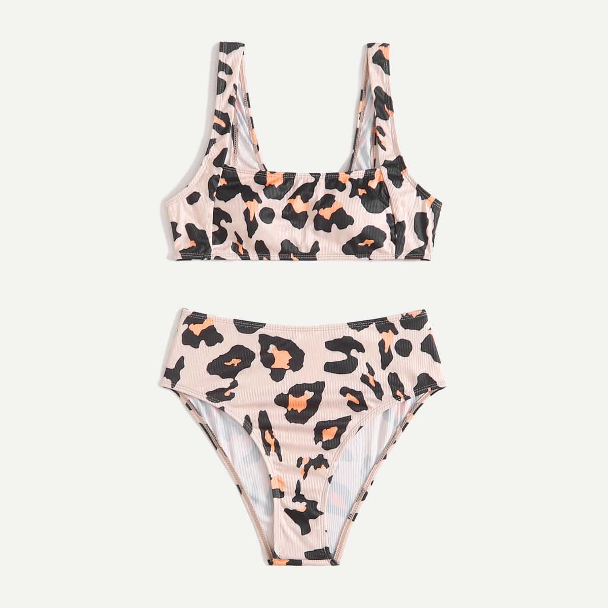 

Leopard Pattern Bikini Swimsuit, Multicolor