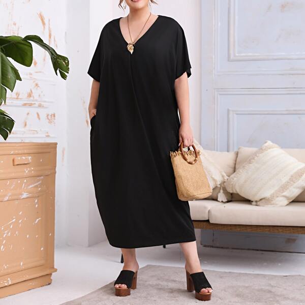 

Plus Pocket Detail Tunic Dress, Black