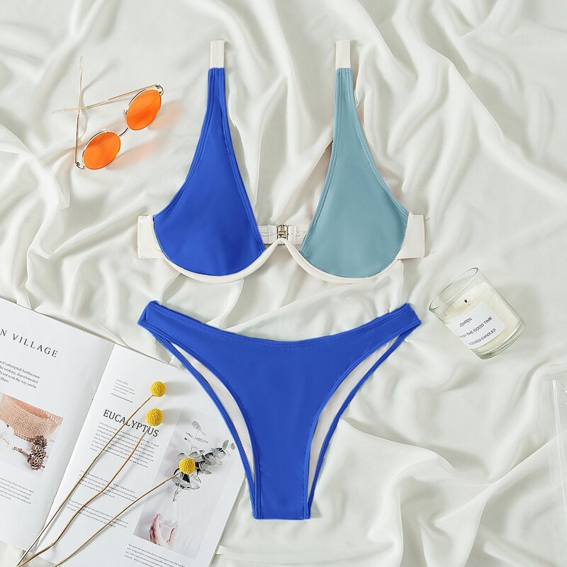 

Color Block Underwire Bikini Swimsuit, Multicolor
