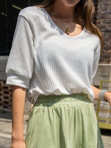 DAZY Áo thun màu trơn Giải trí - trắng - Xem 1