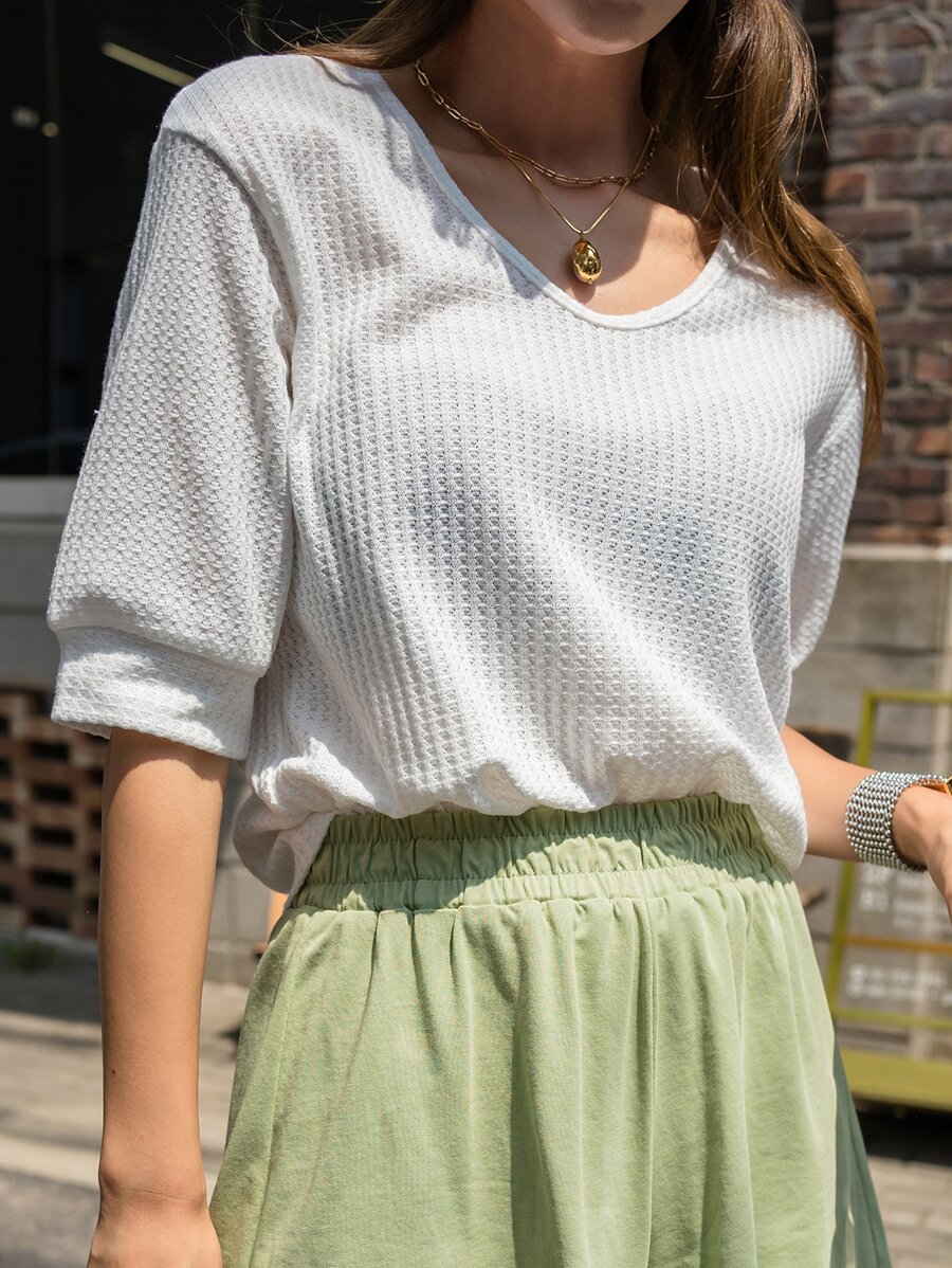 DAZY Áo thun màu trơn Giải trí - trắng - Xem 1