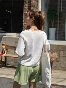 DAZY Áo thun màu trơn Giải trí - trắng - Xem 2