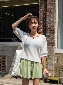 DAZY Áo thun màu trơn Giải trí - trắng - Xem 4