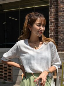 DAZY Áo thun màu trơn Giải trí - trắng - Xem 5