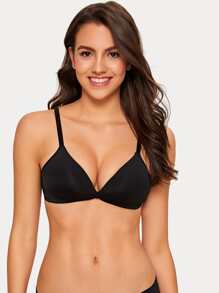 Solid Seamless Bra - Black - View 1