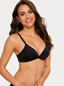 Solid Seamless Bra - Black - View 4
