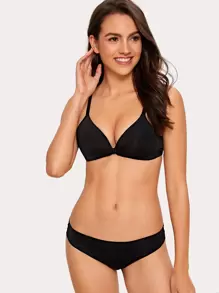 Solid Seamless Bra - Black - View 5