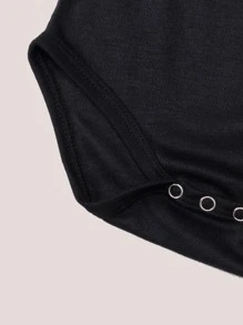 Bộ đồ liền thân in hình trái tim & khẩu hiệu cho bé gái sơ sinh mùa hè - màu đen - Xem 5