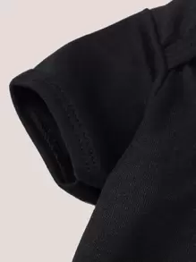 Bộ đồ liền thân in hình trái tim & khẩu hiệu cho bé gái sơ sinh mùa hè - màu đen - Xem 3