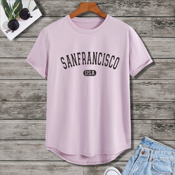 

Men Letter Graphic Tee, Purple