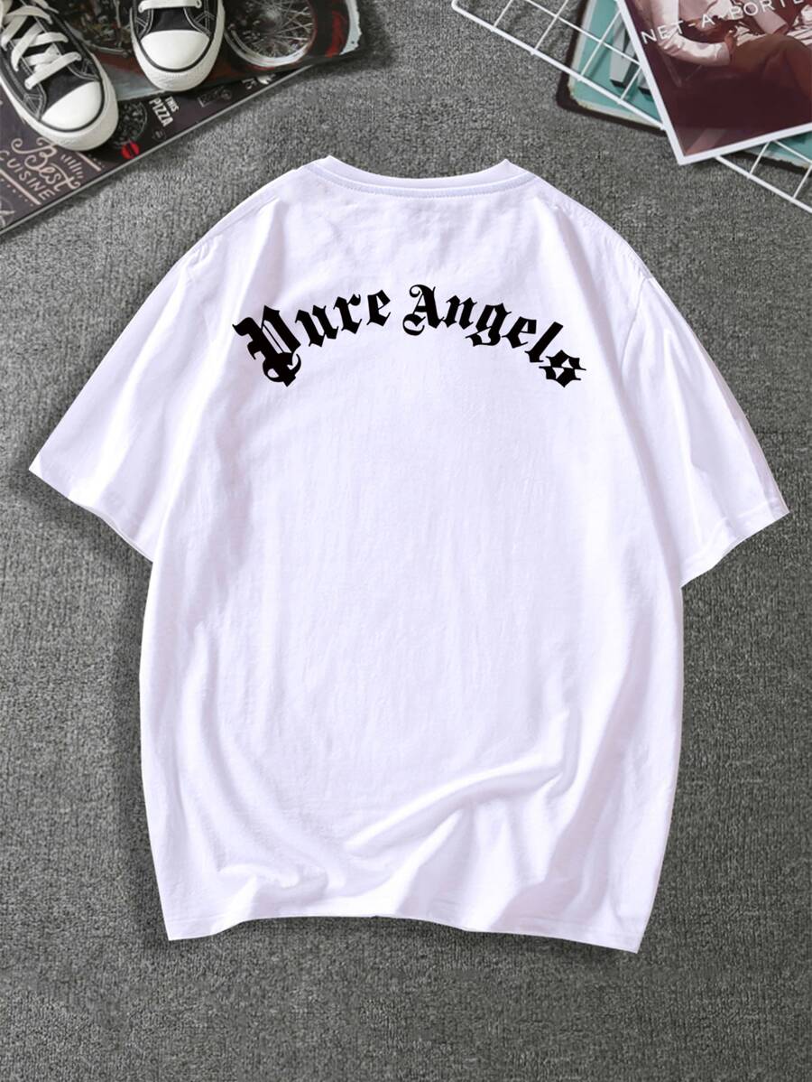 Manfinity EMRG Hombres Camiseta con estampado de letra - Blanco - Ver 1