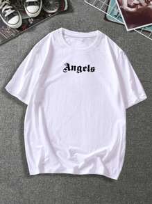 Manfinity EMRG Hombres Camiseta con estampado de letra - Blanco - Ver 2