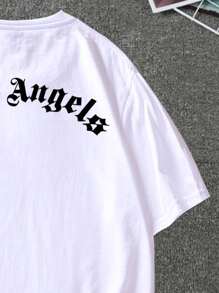 Manfinity EMRG Hombres Camiseta con estampado de letra - Blanco - Ver 3