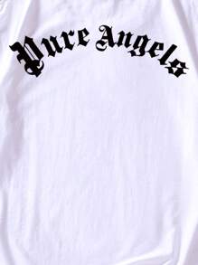 Manfinity EMRG Hombres Camiseta con estampado de letra - Blanco - Ver 4