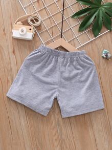 SHEIN 男童两件装字母图案运动短裤