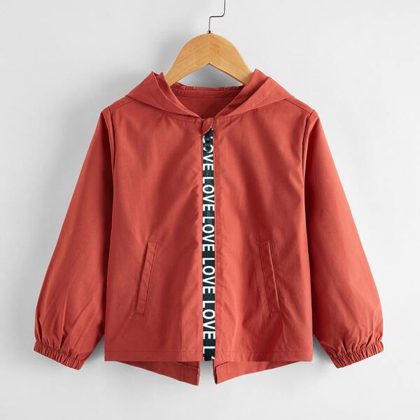

Toddler Boys Letter Graphic Hooded Coat, Redwood