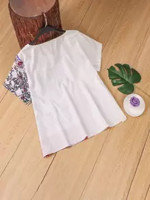 SHEIN LUNE Áo sơ mi Plus Size Túi Con số Thực vật Giải trí - Nhiều màu - Xem 2