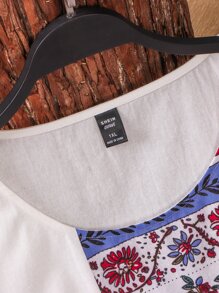 SHEIN LUNE Áo sơ mi Plus Size Túi Con số Thực vật Giải trí - Nhiều màu - Xem 3