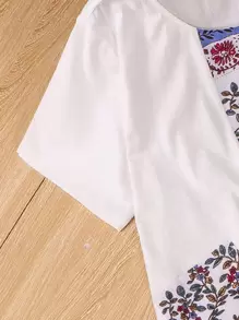 SHEIN LUNE Áo sơ mi Plus Size Túi Con số Thực vật Giải trí - Nhiều màu - Xem 4