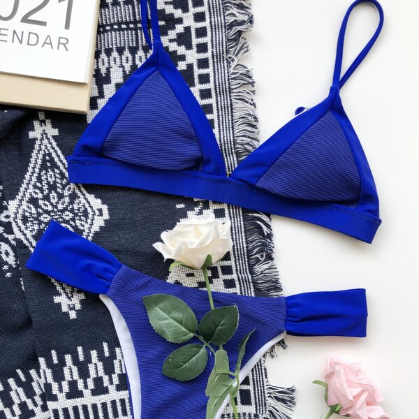 

Triangle Thong Bikini Swimsuit, Royal blue