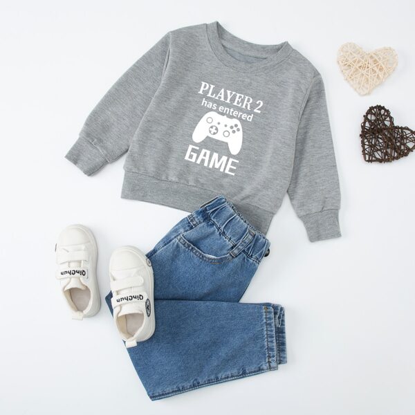

Toddler Boys 1pc Gamepad And Slogan Graphic Sweatshirt, Grey