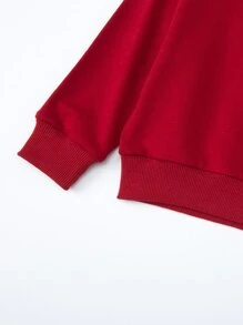 SHEIN Toddler Girls Letter Graphic Sweatshirt - Burgundy - View 4