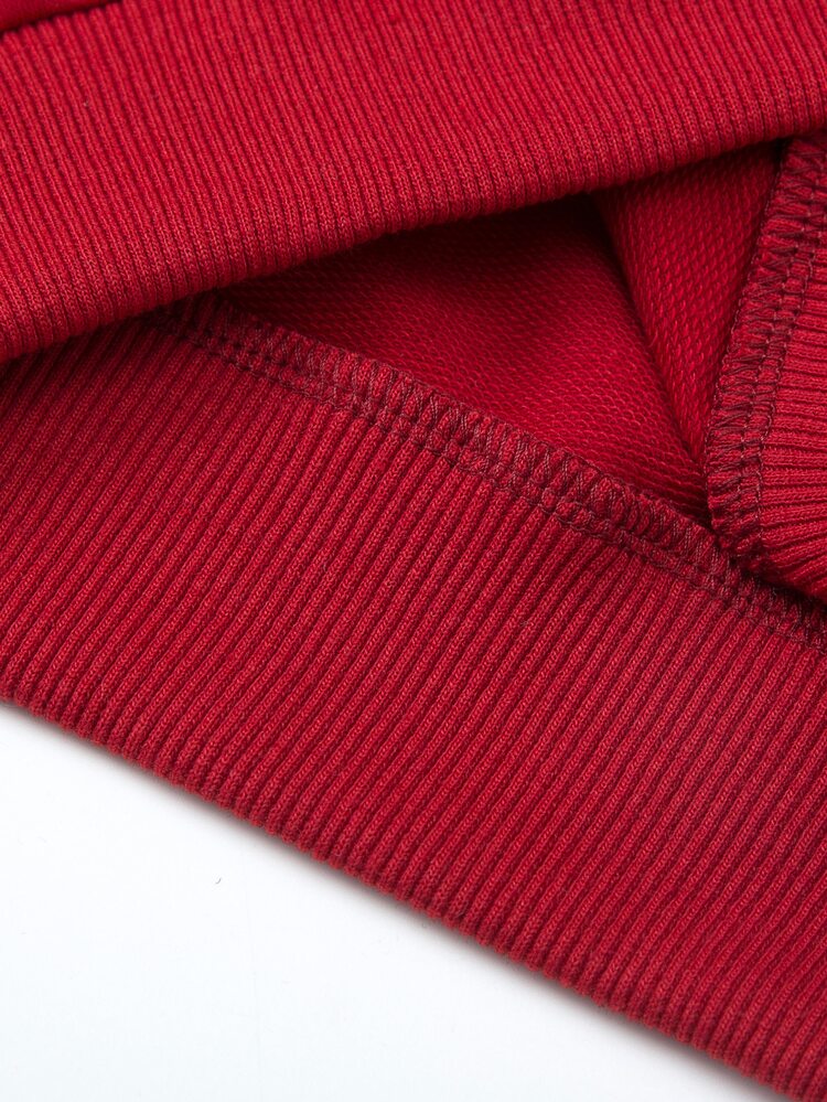 SHEIN Toddler Girls Letter Graphic Sweatshirt - Burgundy - View 5