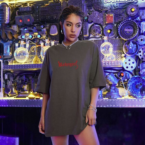

Letter Graphic Drop Shoulder Tee, Grey