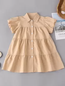 SHEIN 小女童燈籠袖襯衫娃娃裙